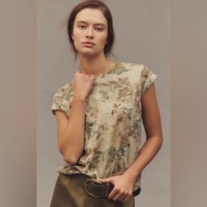 Anthropologie The Bennie Cotton Slub Crew Neck Slim Tee by Pilcro